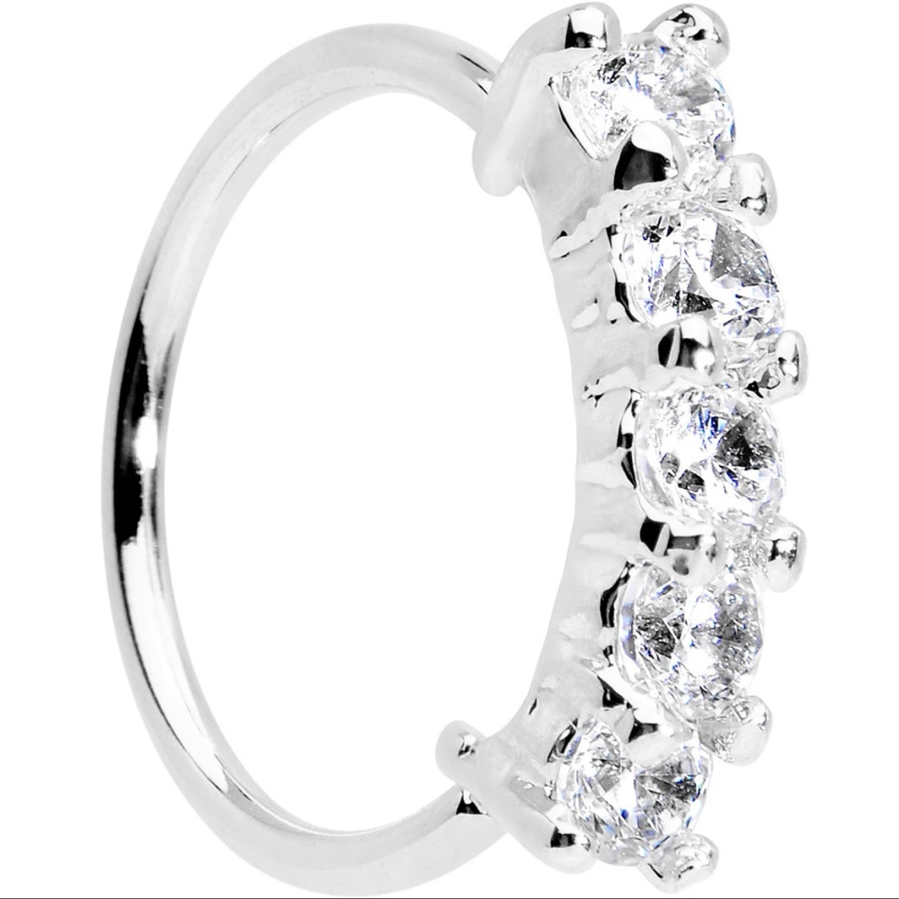 20g 5/16 Clear CZ Quintet Seamless Circular Nose Ring